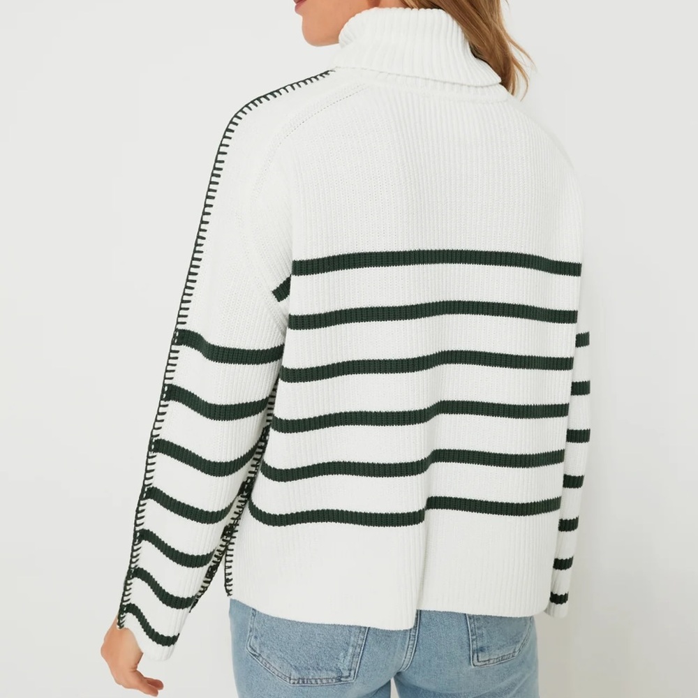 HYACINTH HOUSE
White & Forest Green Striped Emsley Turtleneck - Picture 5 of 12